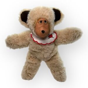 VTG Georgette Zlomke Baby Teddy Bear Jointed Plush Porcelain Face with Bib 10"